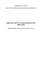 Kutatási anyagok 'Baltic States and USA Economic Relations from 2004 to 2016', 1.                