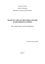 Kutatási anyagok 'Dialectic View of the World and Life in Metaphysical Poetry', 1.                