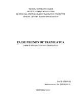 Kutatási anyagok 'False Friends of Translator', 1.                