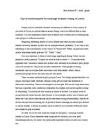 Esszék 'Tips of Social Etiquette for Exchange Students Coming to Latvia', 1.                