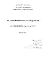 Kutatási anyagok 'Role of Context in Language Acquisition', 1.                
