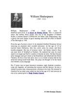 Összefoglalók, jegyzetek 'William Shakespeare', 1.                