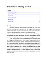 Összefoglalók, jegyzetek 'Summary of Learning Theories', 1.                