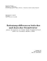 Kutatási anyagok 'Bedeutungsdifferenzen lettischer und deutscher Fremdwörter', 1.                