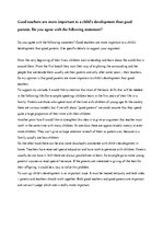 Esszék 'Good Teachers Are more Important to a Child's Development than Good Parents. Do ', 1.                