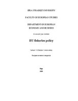 Összefoglalók, jegyzetek 'The European Union Fisheries Policy', 1.                