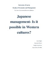 Kutatási anyagok 'Japanese Management - Is It Possible in Western Cultures?', 1.                