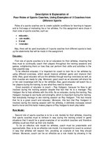 Összefoglalók, jegyzetek 'Description and Explanation of Four Roles of Sports Coaches, Using Examples of T', 1.                