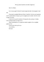 Minták 'Writing a Personal Statement and a Letter of Application', 1.                