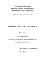Kutatási anyagok 'European Union Innovation Policy', 1.                