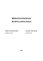 Esszék 'Az Apple árpolitkája', 1.                