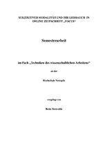 Kutatási anyagok 'Subjektiver Modalität und Ihr Gebrauch in Online Zeitschrift "Focus"', 1.                