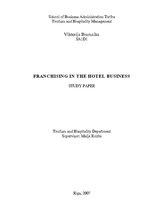 Kutatási anyagok 'Franchising in Hotel Business', 1.                