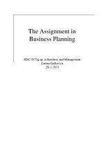 Kutatási anyagok 'The Assignment in Business Planning', 1.                