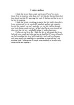 Esszék 'I Believe in Love', 1.                