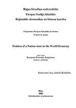 Összefoglalók, jegyzetek 'Position of a Nation-state in the World Economy', 1.                