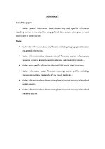 Kutatási anyagok 'The Analysis of Tourism Industry in Toronto', 1.                