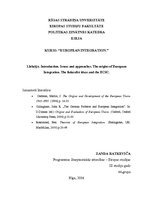 Összefoglalók, jegyzetek 'The Origins of European Integration. The Federalist Ideas and the ECSC', 1.                