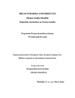 Összefoglalók, jegyzetek 'Corporate Governance in European Union. European Company Law', 1.                