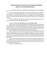 Esszék 'European Countries Do not Have to Give Financial and Political Support to Least ', 1.                