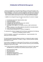 Összefoglalók, jegyzetek 'Introduction to Personnel Management', 1.                