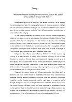 Esszék 'What Are the Main Challenges Entrepreneurs Face on the Global Arena and how to D', 1.                