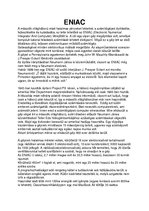 Kutatási anyagok 'ENIAC, az első elektronikus számítógép', 1.                