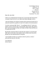 Minták 'Cover Letter', 1.                