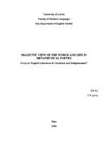 Esszék 'Dialectic View of the World and Life in Metaphysical Poetry', 1.                