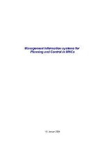Kutatási anyagok 'Management Information Systems for Planning and Control in Multinational Compani', 1.                