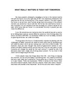 Esszék 'What Really Matters is Today not Tomorrow', 1.                