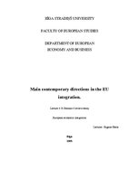 Összefoglalók, jegyzetek 'Main Contemporary Directions in the EU Integration', 1.                
