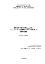 Kutatási anyagok 'Discourse Aanalysis: Semantic Domains of Verbs in Recipes', 1.                
