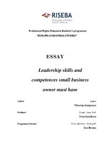 Esszék 'Leadership Skills and Competences Small business Owner Must Have', 1.                