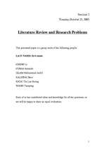 Kutatási anyagok 'Literature Review and Research Problems', 1.                