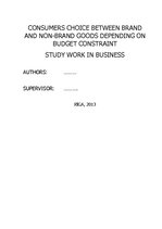 Kutatási anyagok 'Consumers Choice between Brand and Non-brand Goods Depending on Budget Constrain', 1.                