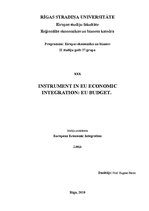 Összefoglalók, jegyzetek 'Instrument in EU Economic Integration: EU Budget', 1.                