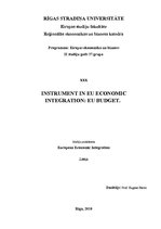 Összefoglalók, jegyzetek 'Instrument in EU Economic Integration: EU Budget', 1.                