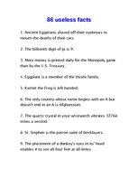 Összefoglalók, jegyzetek '86 Useless Facts', 1.                