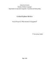 Összefoglalók, jegyzetek 'Lexical Stylistic Devices', 1.                