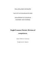 Összefoglalók, jegyzetek 'Single/Common Market. Division of Competences', 1.                