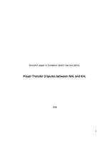 Kutatási anyagok 'Player Transfer Disputes between KHL and NHL', 1.                