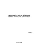 Gyakorlati jelentések 'Linguistic Peculiarities in English for Finance and Banking: Usage of French Bor', 1.                