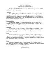 Esszék 'Magazine Article. Travel Tips for Tourists ', 1.                