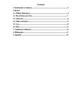 Kutatási anyagok 'Hate and Love in the William Shakespeare's "Romeo and Juliet"', 1.                