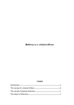 Kutatási anyagok 'Robbery as a Criminal Offense', 1.                