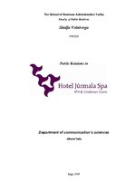 Kutatási anyagok 'Public Relations in Hotel Jūrmala SPA', 1.                