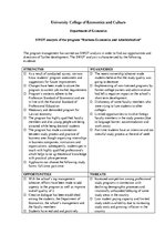 Összefoglalók, jegyzetek 'SWOT Analysis of the Program "Business Economics and Administration"', 1.                