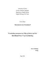 Összefoglalók, jegyzetek 'Translation Assessment on "Harry Potter and the Half-Blood Prince" by J.K.Rowlin', 1.                