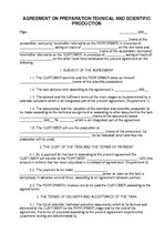 Minták 'Agreement on Preparation Tehnical and Scientific Production', 1.                
